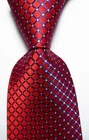 New Classic Checks Red Blue White JACQUARD WOVEN 100% Silk Men's Tie Necktie
