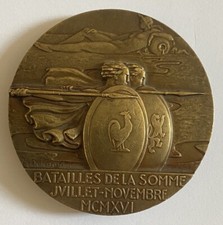 MEDAILLE EN CUIVRE DE DELANNOY @ BATAILLES DE LA SOMME @ 1916 @ WWI @ MEDAL !!