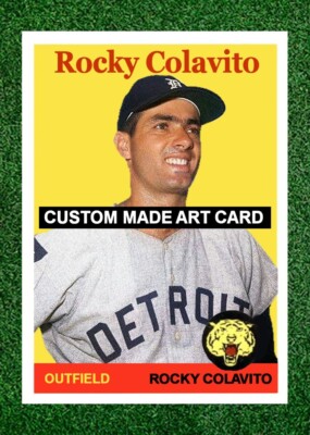 Rocky Colavito Detroit Tigers 2024 / 1958 Custom Made Baseball Art Card