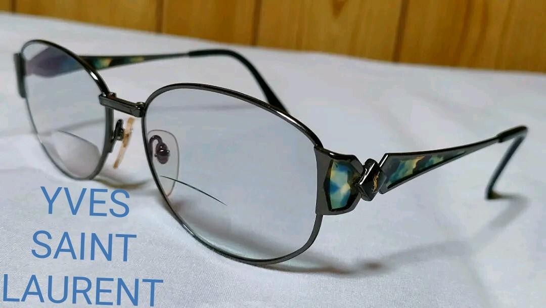 Occhiali da vista originali Yves Saint Laurent logo YSL linea incrociata sfumata blu 18