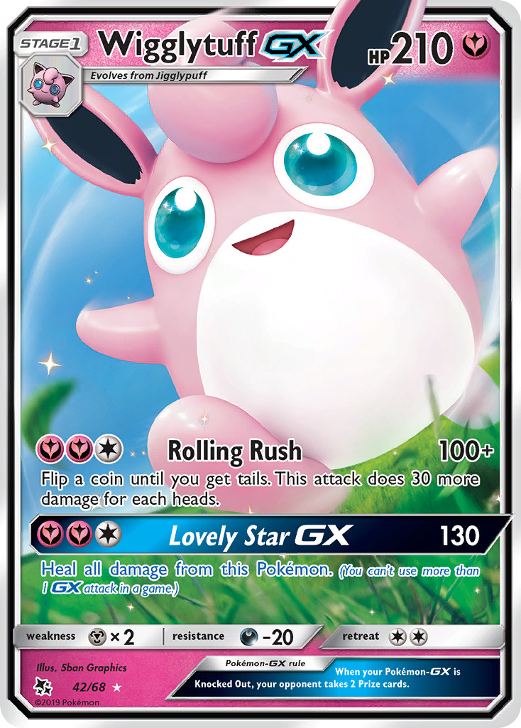 Pokemon Wigglytuff GX - Ultra Rare - 42/68 - Hidden Fates NM
