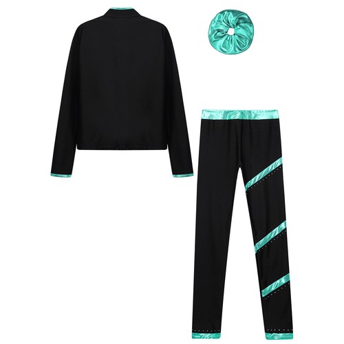 Kids Girls Jacket 2 PCS Activewear Metallic Sweatshirt Shiny Uniform Gymnastics - Picture 7 of 57
