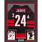 Framed Autographed/Signed Seth Jarvis 35x39 Carolina Black Hockey Jersey BAS COA