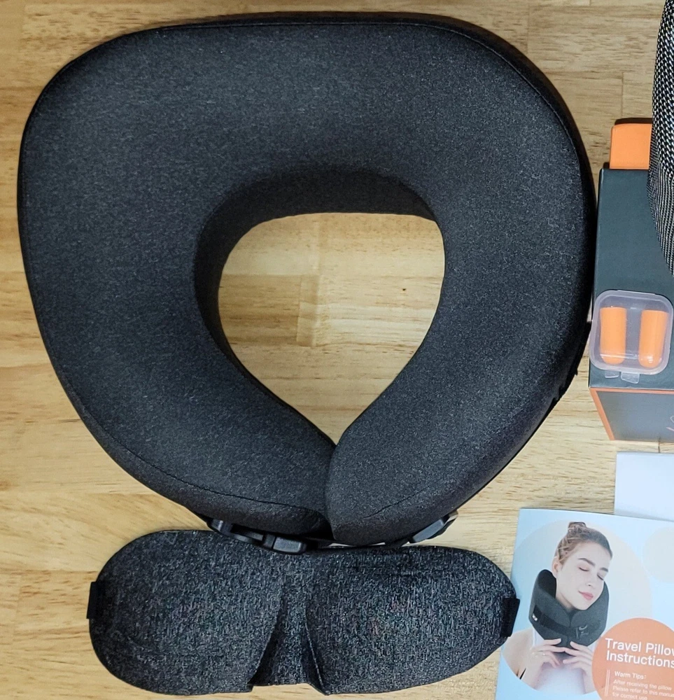Memory Foam Travel Neck Pillow Adjustable & Breathable for Ultimate Comfort