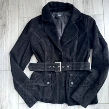 Black Genuine Suede Leather Jacket Size 8/34