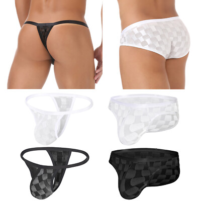 Men Thong String Briefs See-through Sexy Underwear Underpants Breathable