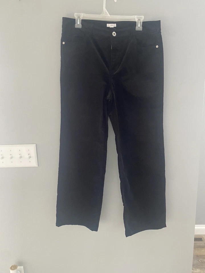 Pantalones J. Jill Para Mujer Pierna Ancha Terciopelo 5 Bolsillos Clásicos Terciopelo 12P Negros Nuevos con Etiquetas Nuevos