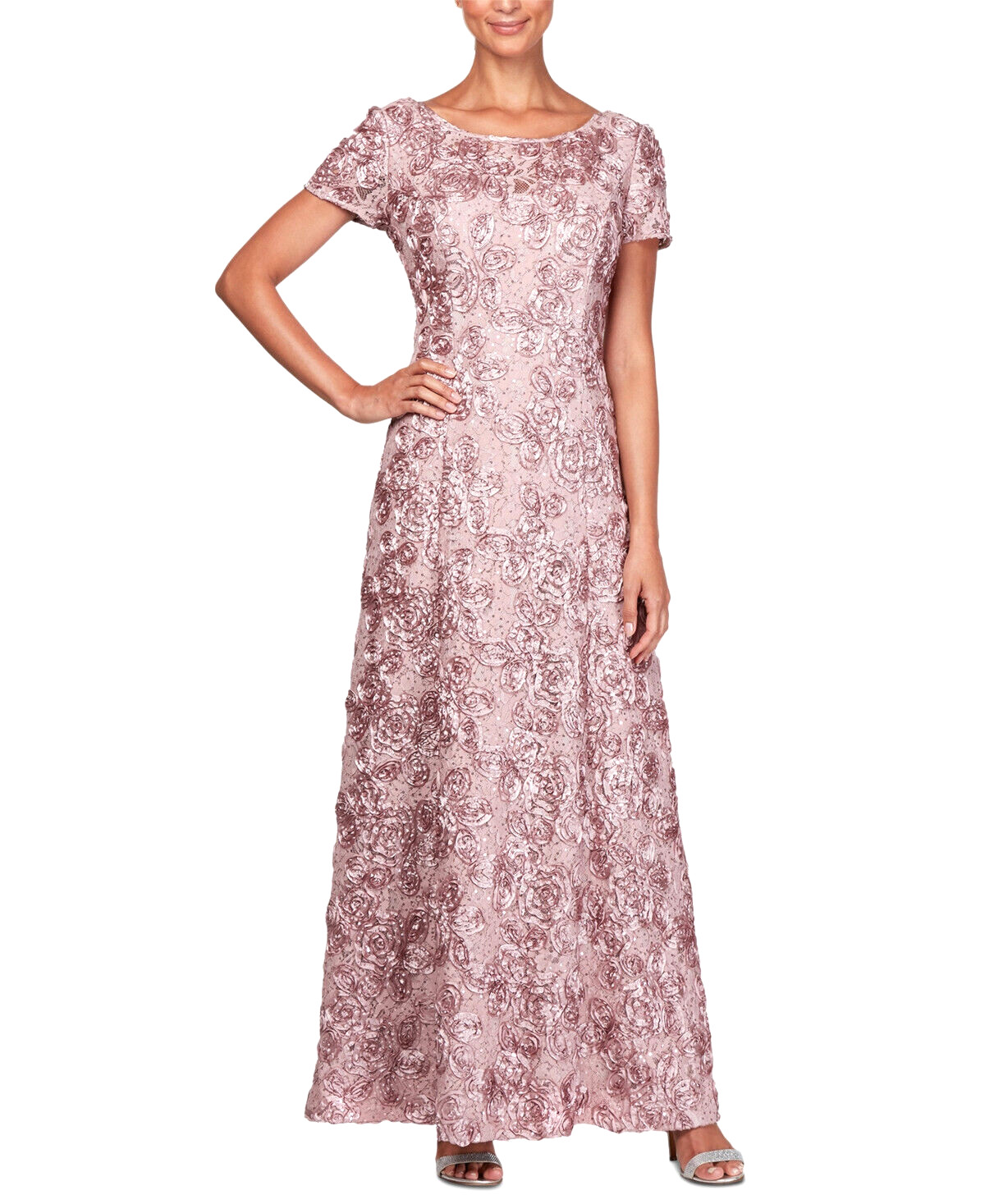 Alex Evenings Rosette A-Line Gown MSRP $269 Size 6 # 12A 1938 NEW