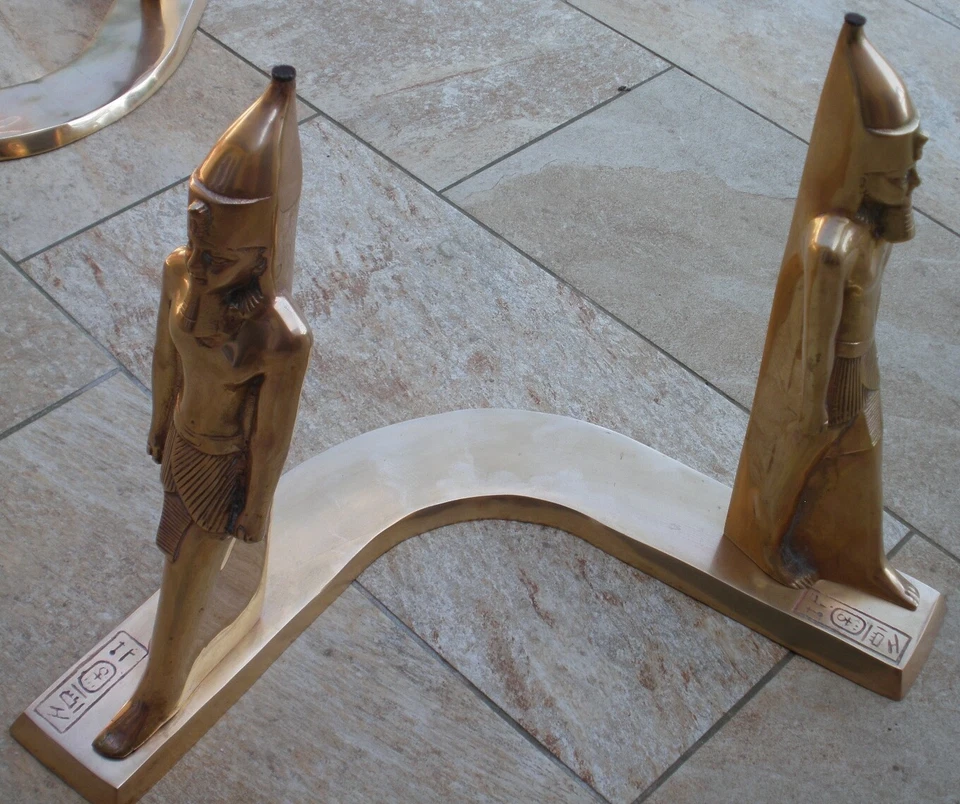 Pied de table basse vintage en bronze ou laiton doré - Modèle " Pharaon Egypte " - Photo 3/4