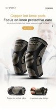 2x Copper Knee Sleeves Silver Compression Brace Support Sport Joint Injury Pain