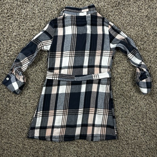 2 Hip Girls Sz 7 Gingham Plaid Long Sleeve Button Up Belted Dress Blue Pink - Picture 6 of 11