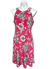 Tommy Hilfiger Women's Floral Fuchsia Pink Sleeveless Fit & Flare Dress Size 10