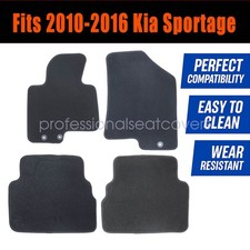 Front Rear Floor Mats Carpet Waterproof Black Velour For 2010-16 Kia Sportage