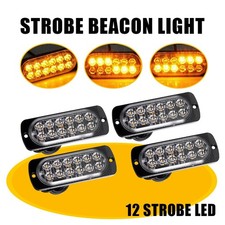4pcs Amber Led Car 12 Truck Strobe Bar Light Flashing Warning Hazard Lamps 12v A 4pcs Amber Led Car 12 Truck Strobe Bar Light Flashing Warning Hazard Lamps 12v A