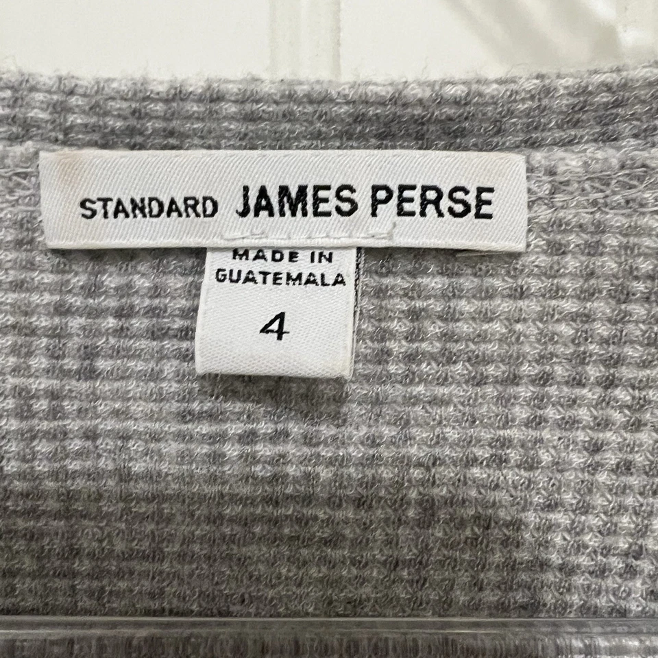 James Perse Mujer Gris Manga Larga Henley 100% Algodón 4 XL Foto 4 de 4