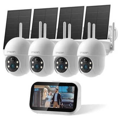 4MP Solar Wireless Home Outdoor CCTV Security Camera System WIFI NVR Monitor