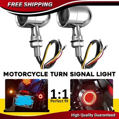 2PCS Motorcycle LED Turn Signal Light For Honda Yamaha Suzuki Kawasaki Chrome