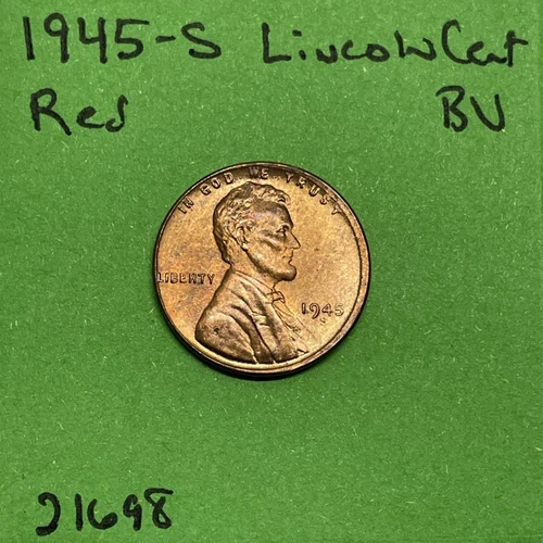 1945 S  Lincoln Wheat Cent Penny 1c BU Uncirculated Few Reverse Spots