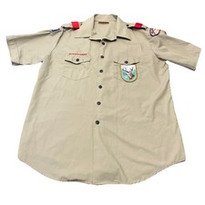 Boy Scouts of America Men  s Uniform Shirt Beige Cotton Blend Size XL USA Made