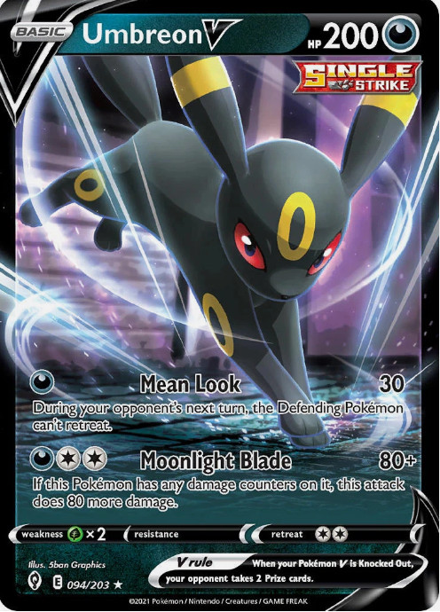 Umbreon V 94/203 Pokémon TCG Sword & Shield Evolving Skies Ultra Rare NM