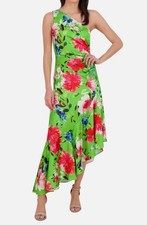 Eliza J Women's Green Printed Asymmetric One-Shoulder Midi Dress Size: 4