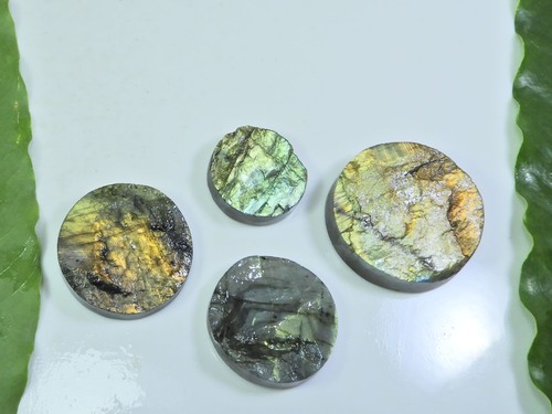 21X21-31X31MM Natural Multi Labradorite Durzy Cabochon Gemstone 4PCS Lot U749 - Picture 2 of 9