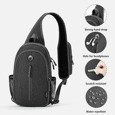 NWT Lightweight Dark Grey Crossbody Sling Shoulder Bag with Tons of Features 