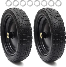 2-Pack 13" Flat Free Tire and Wheel for Garden Wagon Cart Hand Trucks Lawn Mower
