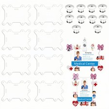 8 PCS Badge Buddy Pin Holder 10 Locking Back 9 Hole Acrylic ID Display
