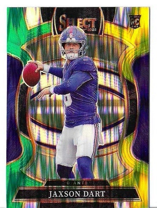 2025 Panini Select Jaxson Dart Green & Yellow Shock RC 🗽 #93 🔥 Clean Copy 🧼