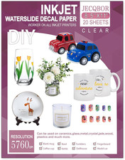 20 Sheets Waterslide Decal Paper INKJET CLEAR,8.5X11 Inch Water Slide Transfer P