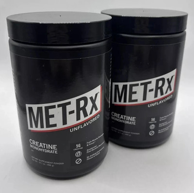 2 Pack MET-RX Creatine Monohydrate Powder, Unflavored 14.1 Oz Ea Exp 12/26 metrx