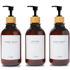 MaisoNovo Refillable Shampoo and Conditioner Bottles | 16.9 fl oz Set of 3 Am...