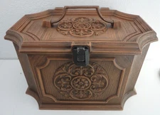 Sewing Box 1970s Faux Wood Plastic Large Tray Craft Vintage Grannycore Max Klein