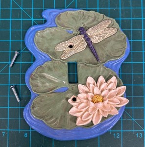 Vintage Vicki Lane Light Switch Wall Plate Dragonfly Lily Pad Resin Multicolor