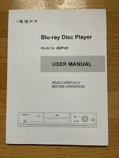 Oppo BDP-83 Lettore Blu-ray Disc Manuale Proprietario Istruzioni Funzionante,ORIGINALE