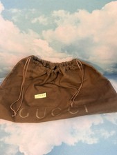 GUCCI Dust Bag Travel Storage Drawstring Brown Gold Logo 18 X18.5 Cotton