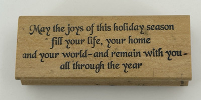 May Your Christmas be Bright with Promise Warm Love Wood Mount Rubber Stamp