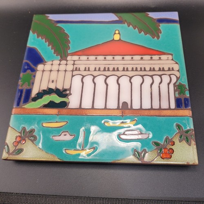 #ad #ad Vtg TRITON Tile Hand Painted Catalina Island Calif Casino Trivet Wall Tile Art $35.00