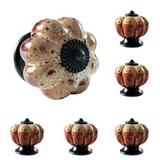 OLAYA Cabinet Knobs 6 Pack Glazed Ceramic Knobs with Pumpkin Shape for Decor ...