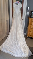 Vintage 1993 Morilee White Wedding Dress Size 8 beaded 7' train