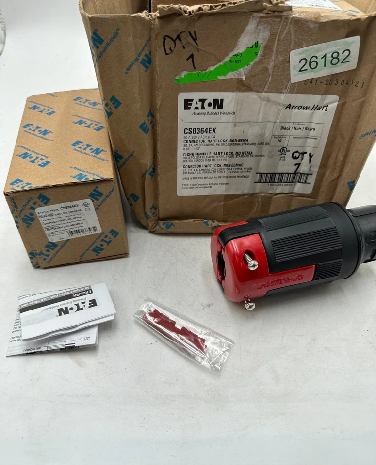 Conector de bloqueo Eaton CS8364EX 50A 250V, paquete de 7 Foto 2 de 3