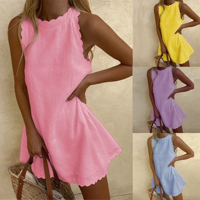 ebay holiday dresses Ladies Dress Holiday Dresses Beach Casual Sleeveless Sundress Sexy Plus  Size