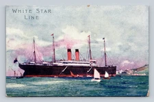 Vintage White Star Line RMS Celtic Lithograph Postcard 3.5x5.5in