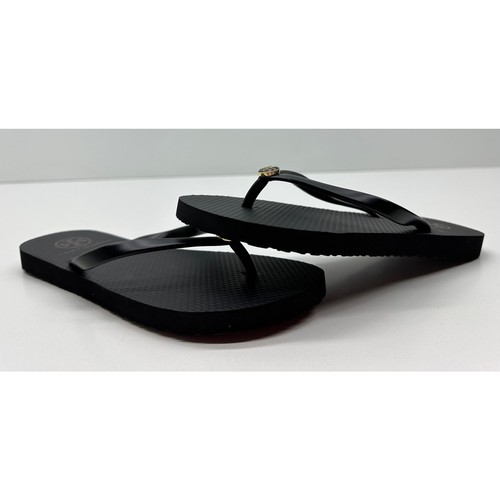Tory Burch Monogram Damen-Flip-Flops schwarz Größe 7 NEU #015SB