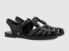 Gucci Women  s GG Shiny Rubber Gladiator Sandal Size 38  BOX