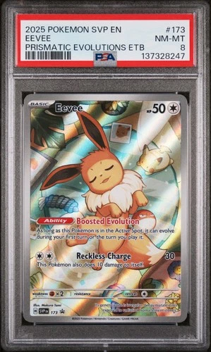 2025 POKEMON SVP PRISMATIC EVOLUTIONS ELITE TRAINER BOX PROMO #173 EEVEE PSA 8