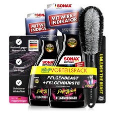 SONAX FelgenBeast 500ml Set Felgen Reiniger Bürste Räderpflege schonend | 3-tlg.