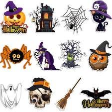 12 Pcs Halloween Cutouts Pumpkin Bat Witch Wall Decor,Cute Style