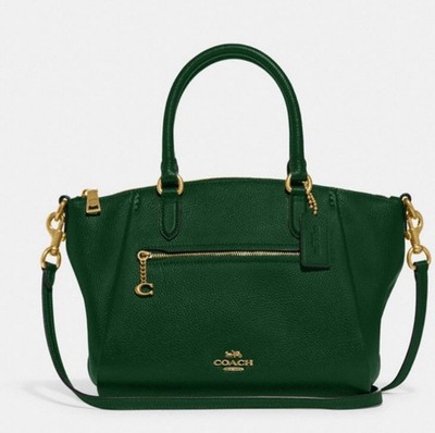 バッグ arceeres NWT Coach Elise Satchel Crossbody Bag In Dark Pine Pebble Leather
